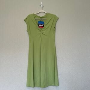 NWT Patagonia Women's Seabrook Bandha Solid Lime Green V-Neck Dress Size L